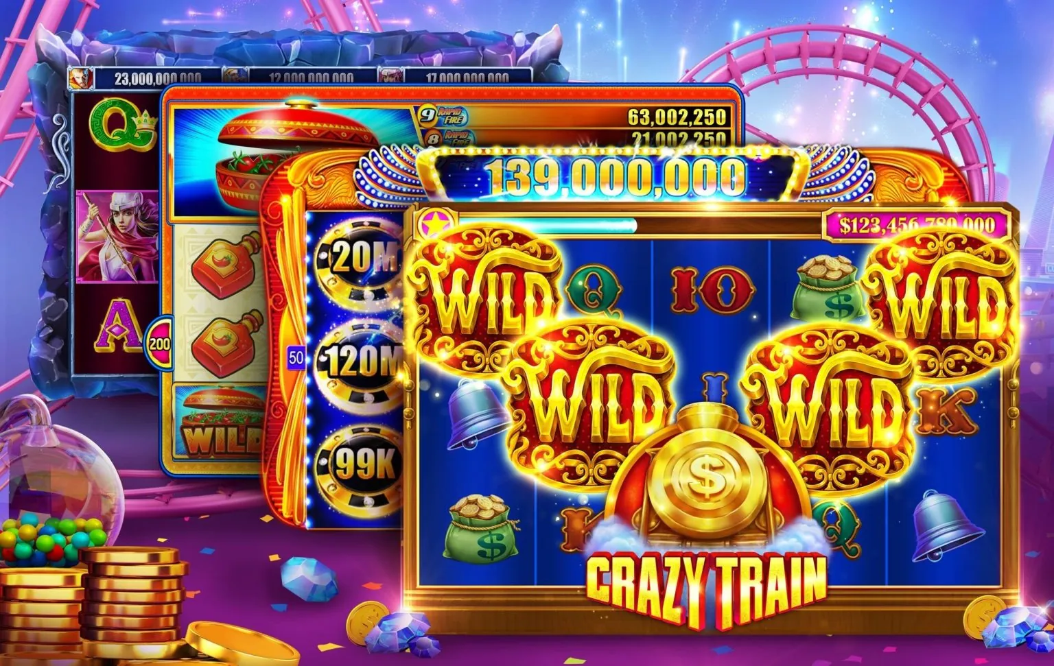 Biểu tượng slot machine và đồng xu vàng thể hiện mẹo chơi slot Q88.